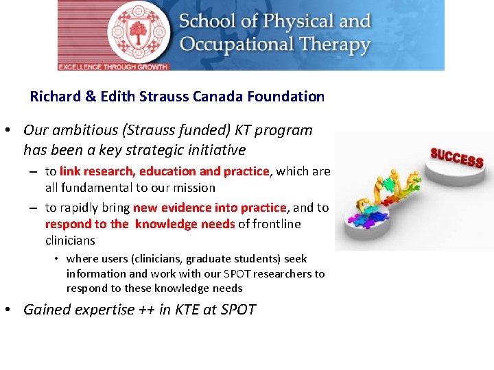 Richard & Edith Strauss Canada Foundation • Our ambitious (Strauss funded) KT program has