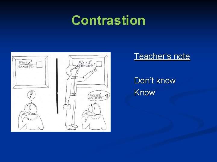 Contrastion Teacher’s note Don’t know Know 