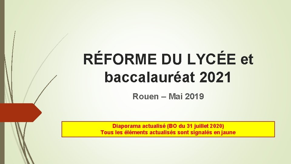 RÉFORME DU LYCÉE et baccalauréat 2021 Rouen – Mai 2019 Diaporama actualisé (BO du