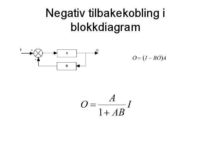 Negativ tilbakekobling i blokkdiagram 