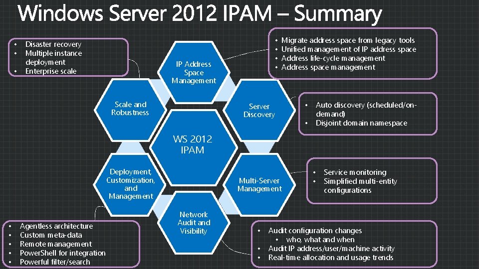  • • • Disaster recovery Multiple instance deployment Enterprise scale • • IP