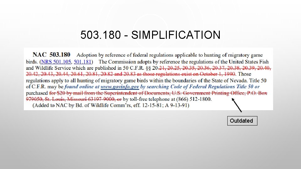 503. 180 - SIMPLIFICATION Outdated 