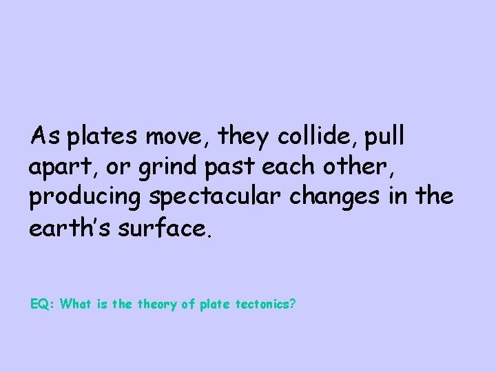 As plates move, they collide, pull apart, or grind past each other, producing spectacular