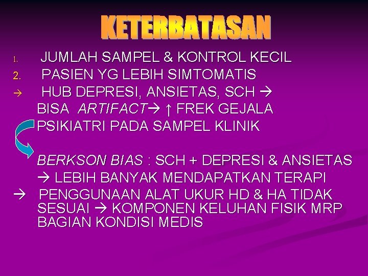 1. 2. JUMLAH SAMPEL & KONTROL KECIL PASIEN YG LEBIH SIMTOMATIS HUB DEPRESI, ANSIETAS,