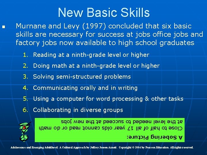 New Basic Skills Murnane and Levy (1997) concluded that six basic skills are necessary