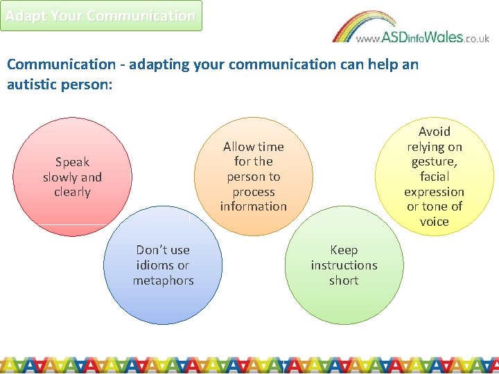 Adapt Your Communication - adapting your communication can help an autistic person: Avoid relying