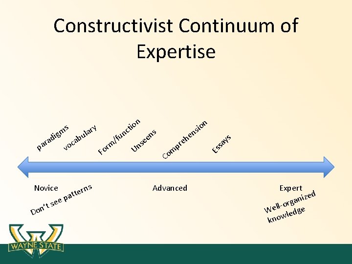 Constructivist Continuum of Expertise on i s y t m s lar nc g Constructivist Continuum of Expertise on i s y t m s lar nc g