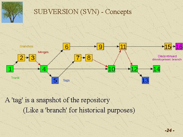 SUBVERSION (SVN) - Concepts A 'tag' is a snapshot of the repository (Like a SUBVERSION (SVN) - Concepts A 'tag' is a snapshot of the repository (Like a