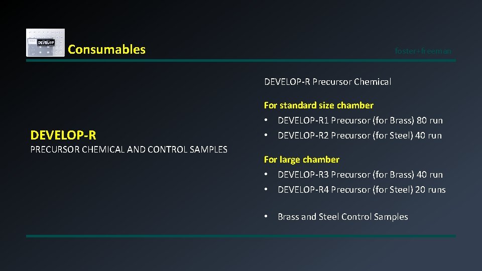 Consumables foster+freeman DEVELOP-R Precursor Chemical DEVELOP-R PRECURSOR CHEMICAL AND CONTROL SAMPLES For standard size