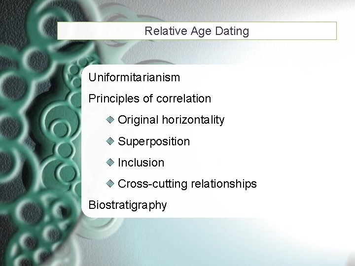 81 anchetă geologică pentru vârsta relativă dating