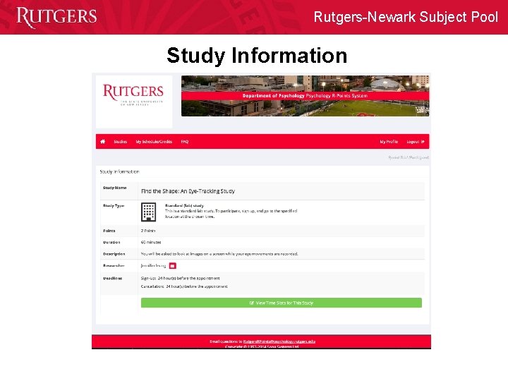 Rutgers-Newark Subject Pool Study Information 