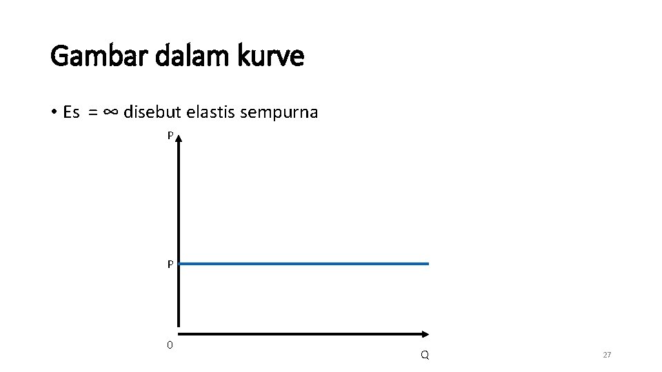 Gambar dalam kurve • Es = ∞ disebut elastis sempurna P P 0 Q