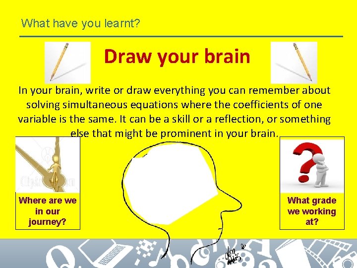 What have you learnt? Draw your brain In your brain, write or draw everything
