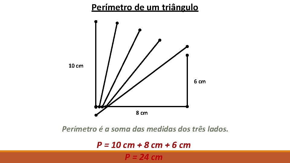 Perímetro de um triângulo 10 cm 6 cm 8 cm Perímetro é a soma