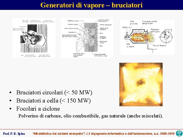 Generatori di vapore – bruciatori • Bruciatori circolari (< 50 MW) • Bruciatori a