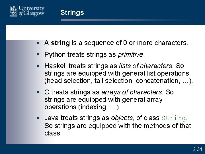 Strings § A string is a sequence of 0 or more characters. § Python