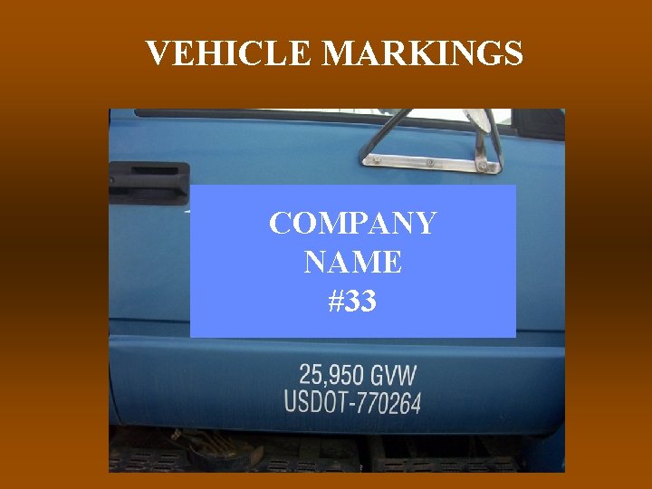 VEHICLE MARKINGS COMPANY NAME #33 