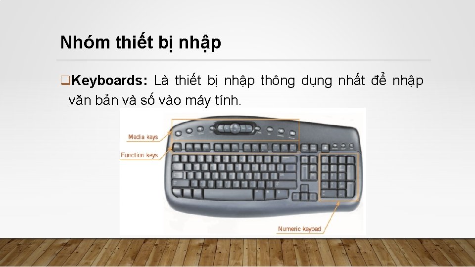 Nhóm thiết bị nhập q. Keyboards: Là thiết bị nhập thông dụng nhất để