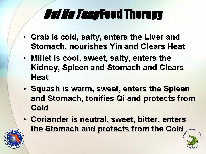 Bai Hu Tang Food Therapy • Crab is cold, salty, enters the Liver and