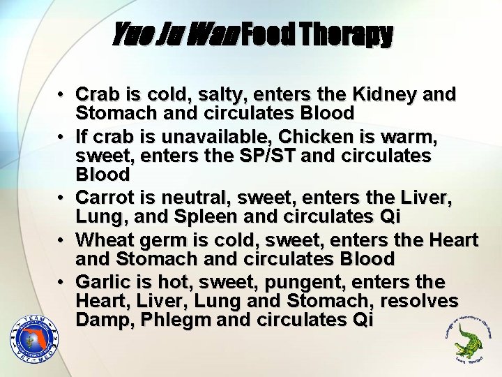 Yue Ju Wan Food Therapy • Crab is cold, salty, enters the Kidney and