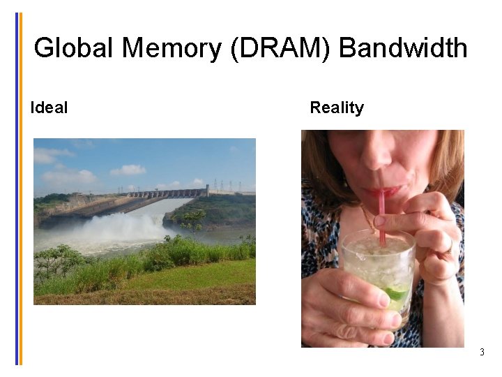 Global Memory (DRAM) Bandwidth Ideal Reality 3 