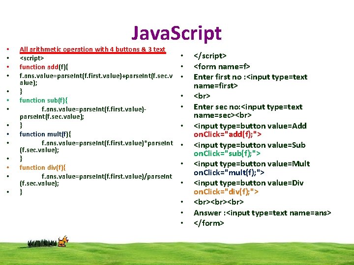  • • • • Java. Script All arithmetic operation with 4 buttons &