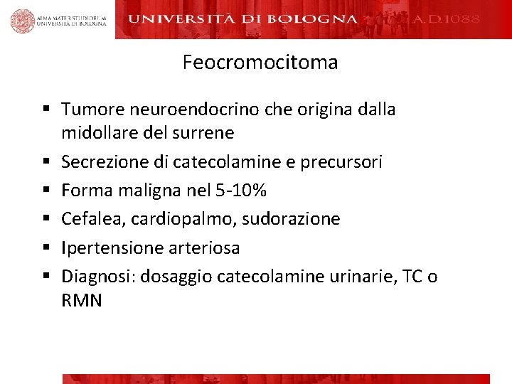 Feocromocitoma § Tumore neuroendocrino che origina dalla midollare del surrene § Secrezione di catecolamine