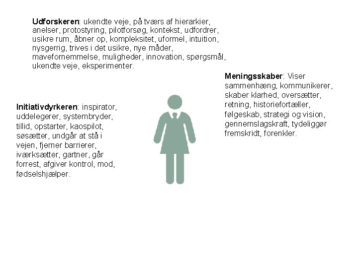 Udforskeren: ukendte veje, på tværs af hierarkier, anelser, protostyring, pilotforsøg, kontekst, udfordrer, usikre rum,