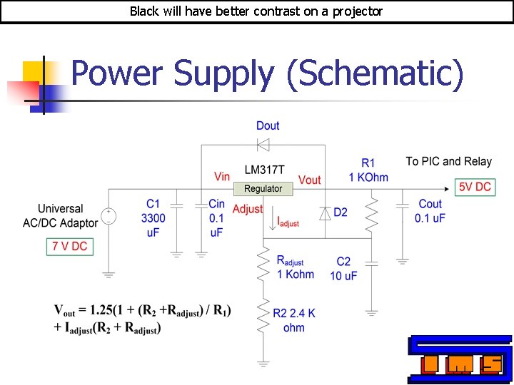 Black will have better contrast on a projector Power Supply (Schematic) 