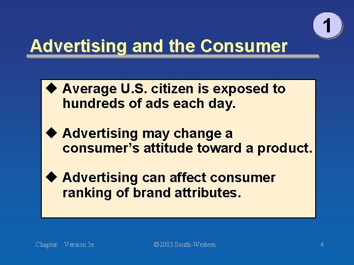 Advertising and the Consumer 1 u Average U. S. citizen is exposed to hundreds