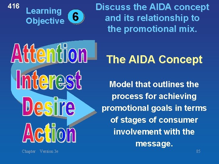 416 Learning Objective 6 Discuss the AIDA concept and its relationship to the promotional