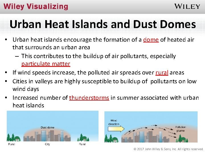 Urban Heat Islands and Dust Domes • Urban heat islands encourage the formation of