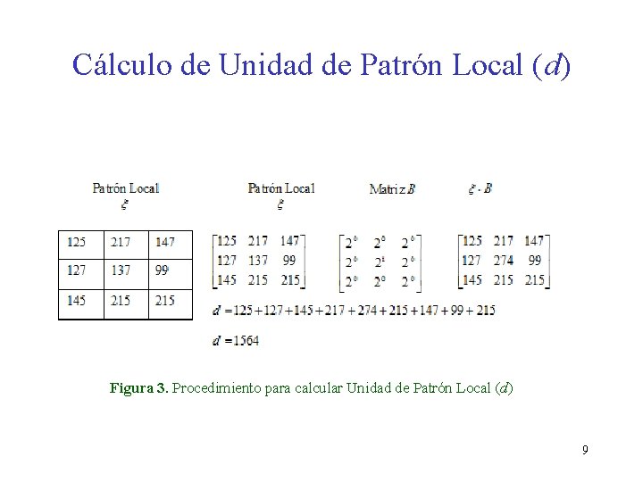 Cálculo de Unidad de Patrón Local (d) Figura 3. Procedimiento para calcular Unidad de