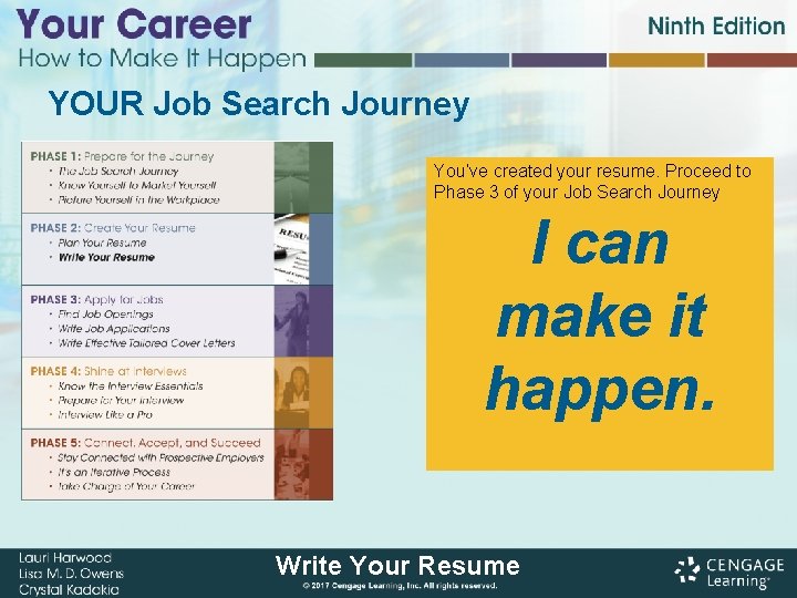 YOUR Job Search Journey You’ve created your resume. Proceed to Phase 3 of your