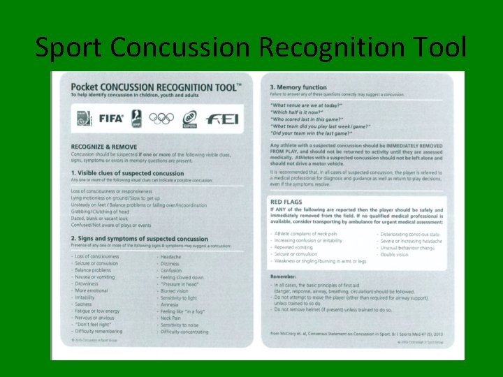 Sport Concussion Recognition Tool 