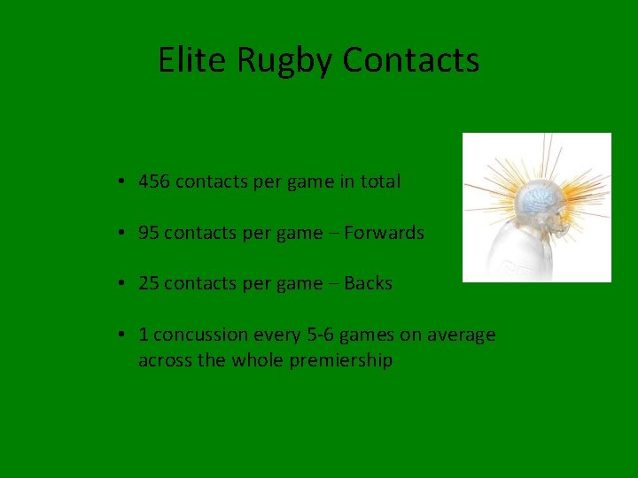 Elite Rugby Contacts • 456 contacts per game in total • 95 contacts per