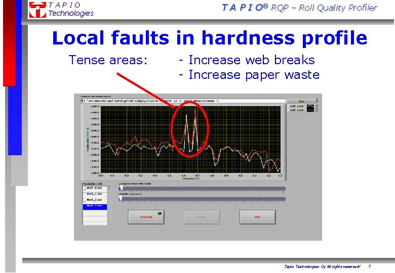 TAPIO Technologies T A P I O® RQP – Roll Quality Profiler Local faults
