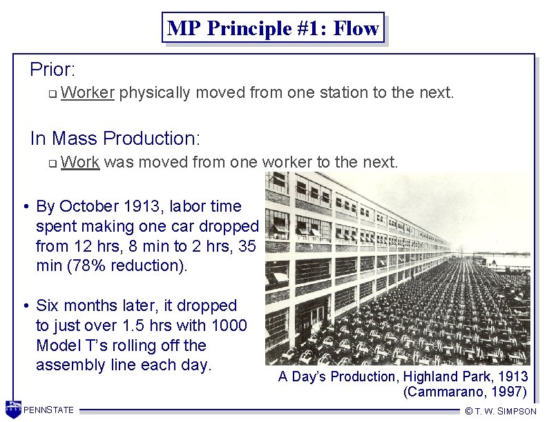 MP Principle #1: Flow Prior: q Worker physically moved from one station to the