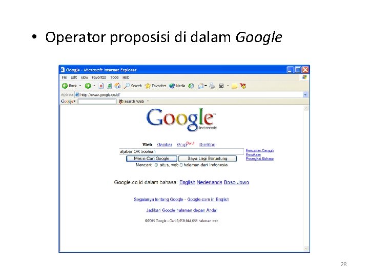  • Operator proposisi di dalam Google 28 