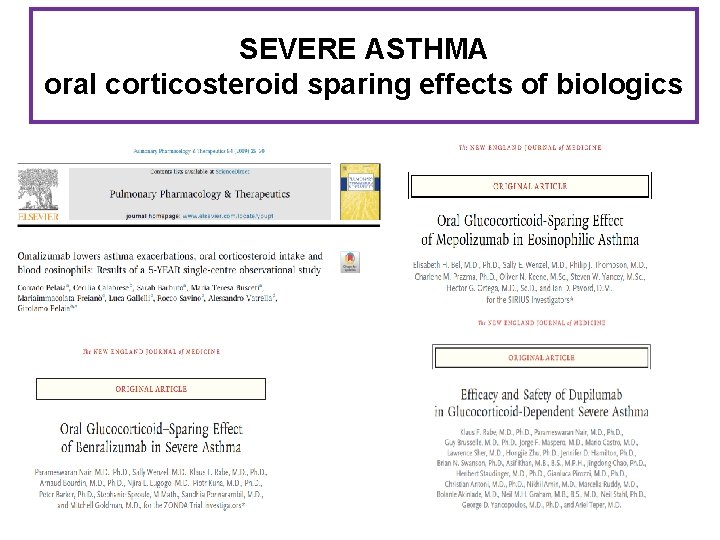 SEVERE ASTHMA oral corticosteroid sparing effects of biologics 
