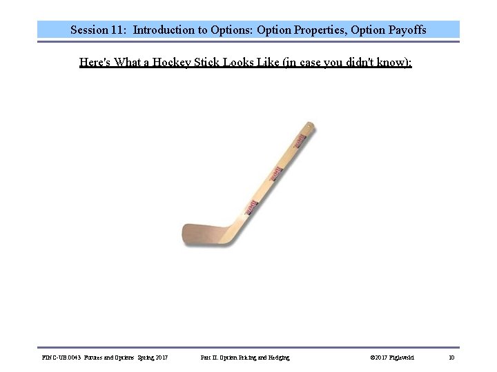 Session 11: Introduction to Options: Option Properties, Option Payoffs Here's What a Hockey Stick