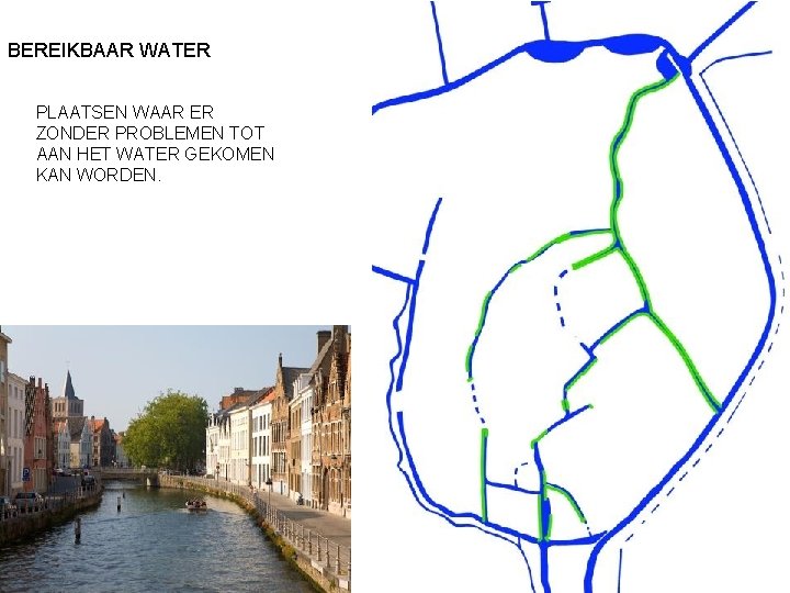 BEREIKBAAR WATER PLAATSEN WAAR ER ZONDER PROBLEMEN TOT AAN HET WATER GEKOMEN KAN WORDEN.