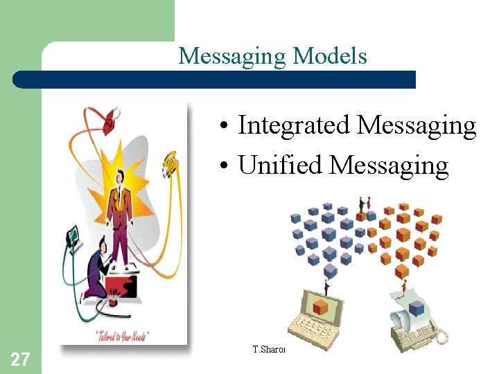 Messaging Models • Integrated Messaging • Unified Messaging 27 T. Sharon-A. Frank 