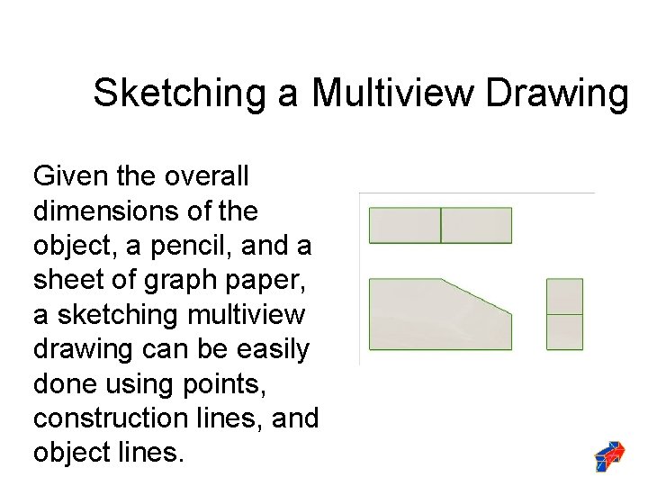 Sketching a Multiview Drawing Given the overall dimensions of the object, a pencil, and