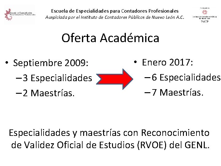 Escuela de Especialidades para Contadores Profesionales Auspiciada por el Instituto de Contadores Públicos de