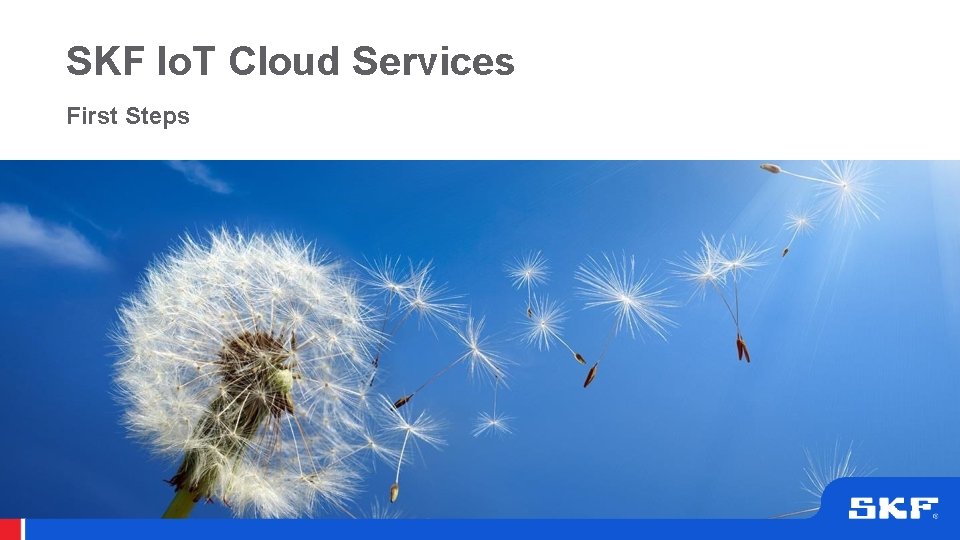 SKF Io. T Cloud Services First Steps SKF Io. T Cloud Services First Steps