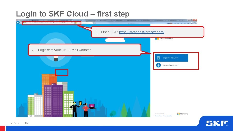 Login to SKF Cloud – first step 1. 2. © SKF Group Slide 3 Login to SKF Cloud – first step 1. 2. © SKF Group Slide 3