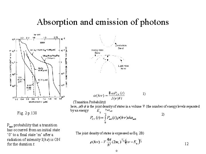 Absorption and emission of photons 1) Fig. 2 p. 138 Pmo probability that a Absorption and emission of photons 1) Fig. 2 p. 138 Pmo probability that a