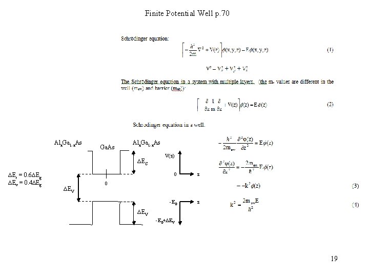 Finite Potential Well p. 70 Alx. Ga 1 -x. As Ga. As Alx. Ga Finite Potential Well p. 70 Alx. Ga 1 -x. As Ga. As Alx. Ga
