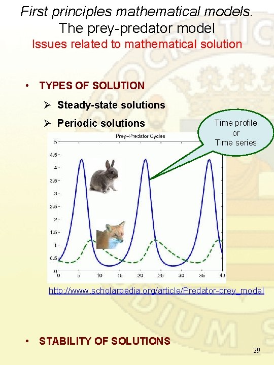 First principles mathematical models. The prey-predator model Issues related to mathematical solution • TYPES First principles mathematical models. The prey-predator model Issues related to mathematical solution • TYPES